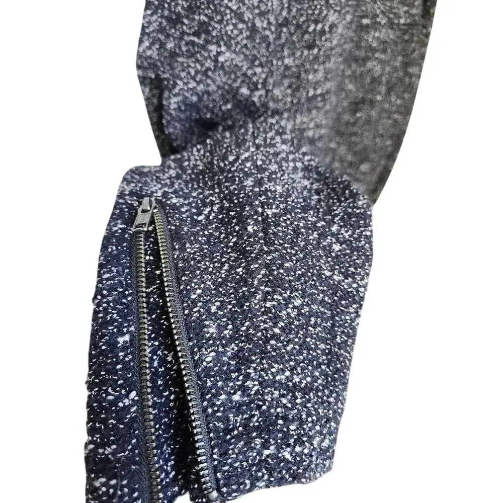J.Crew Tweed Motorcycle Jacket Wool Blend Gray Black Size 12